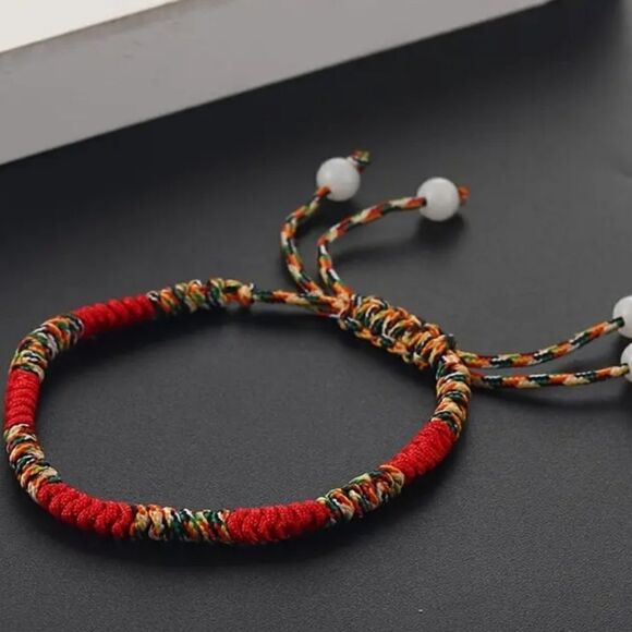 Vibrant Bohemian Braided Adjustable Rope Bracelet Red or Yellow - Picture 5 of 13